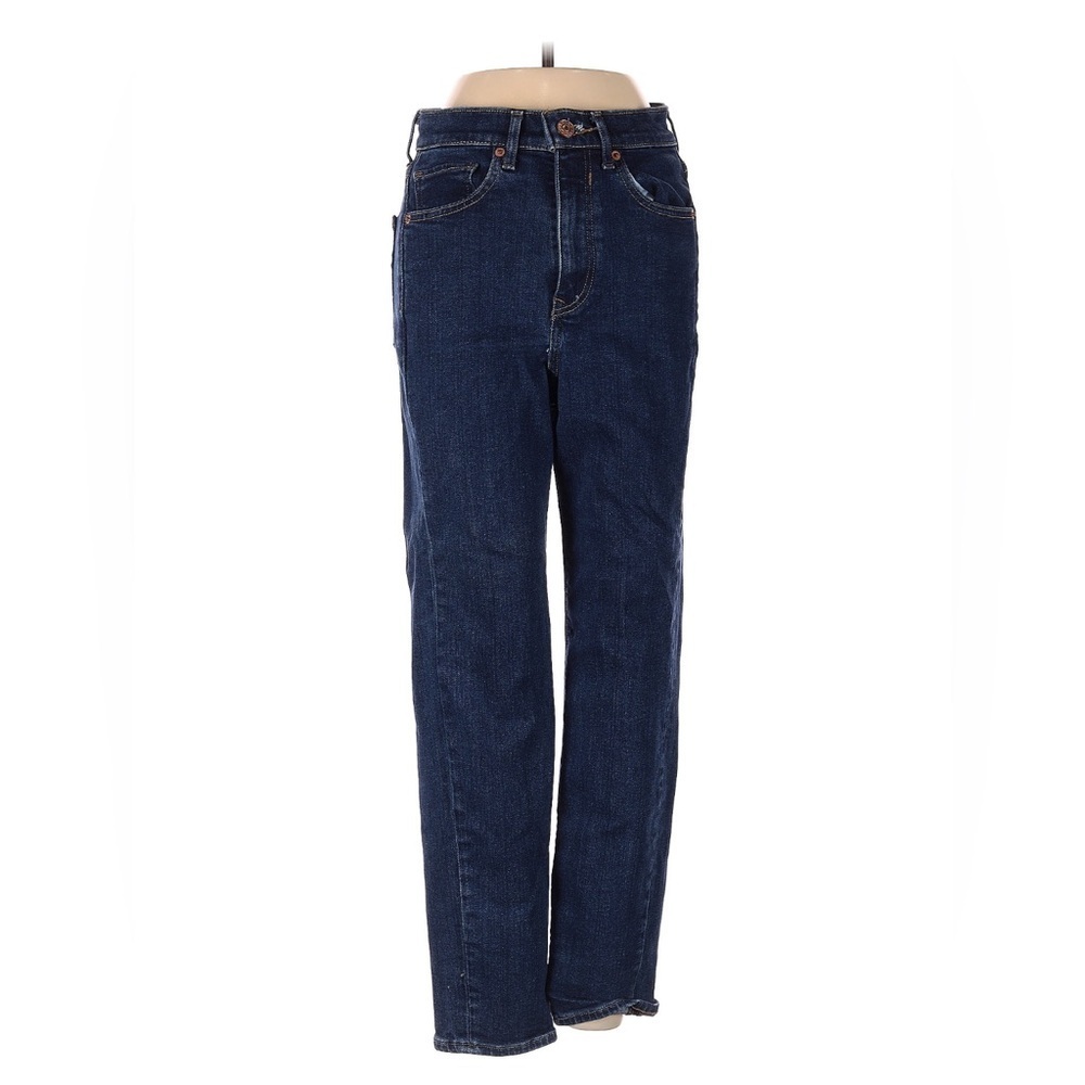 Express Dark Blue Super high rise straight leg jeans mom jeans